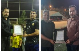 قدردانی رئیس هیئت فوتبال خارگ از  دو تن از فعالان عرصه فوتبال جزیره